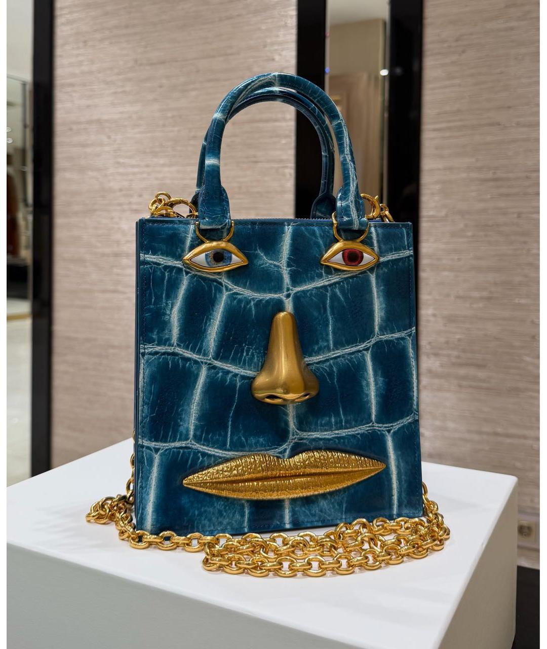 SCHIAPARELLI Бирюзовая кожаная сумка с короткими ручками, фото 6