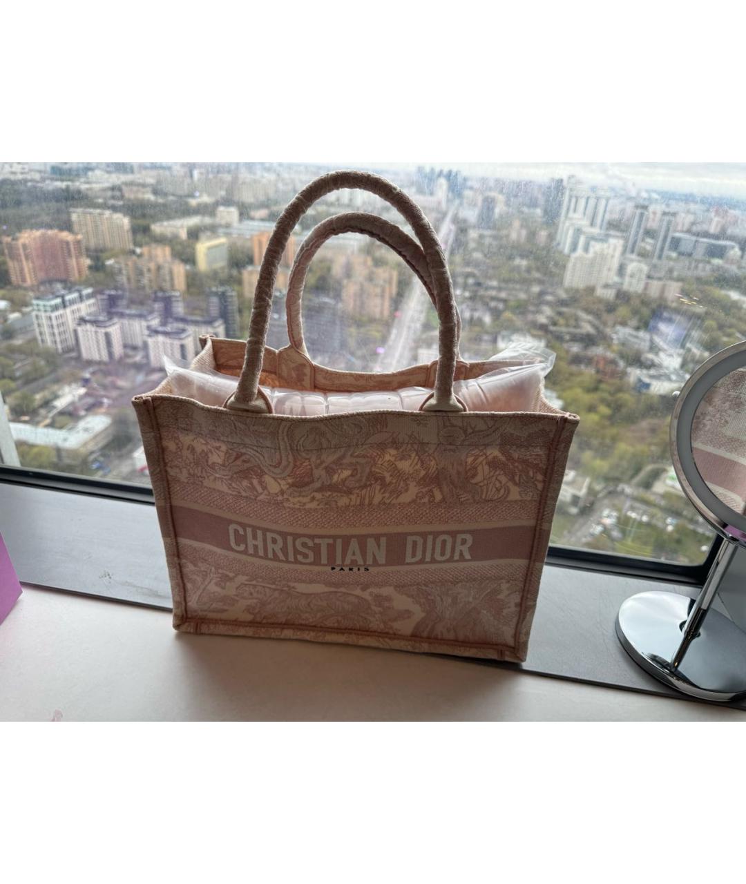 CHRISTIAN DIOR Коралловая тканевая пляжная сумка, фото 2
