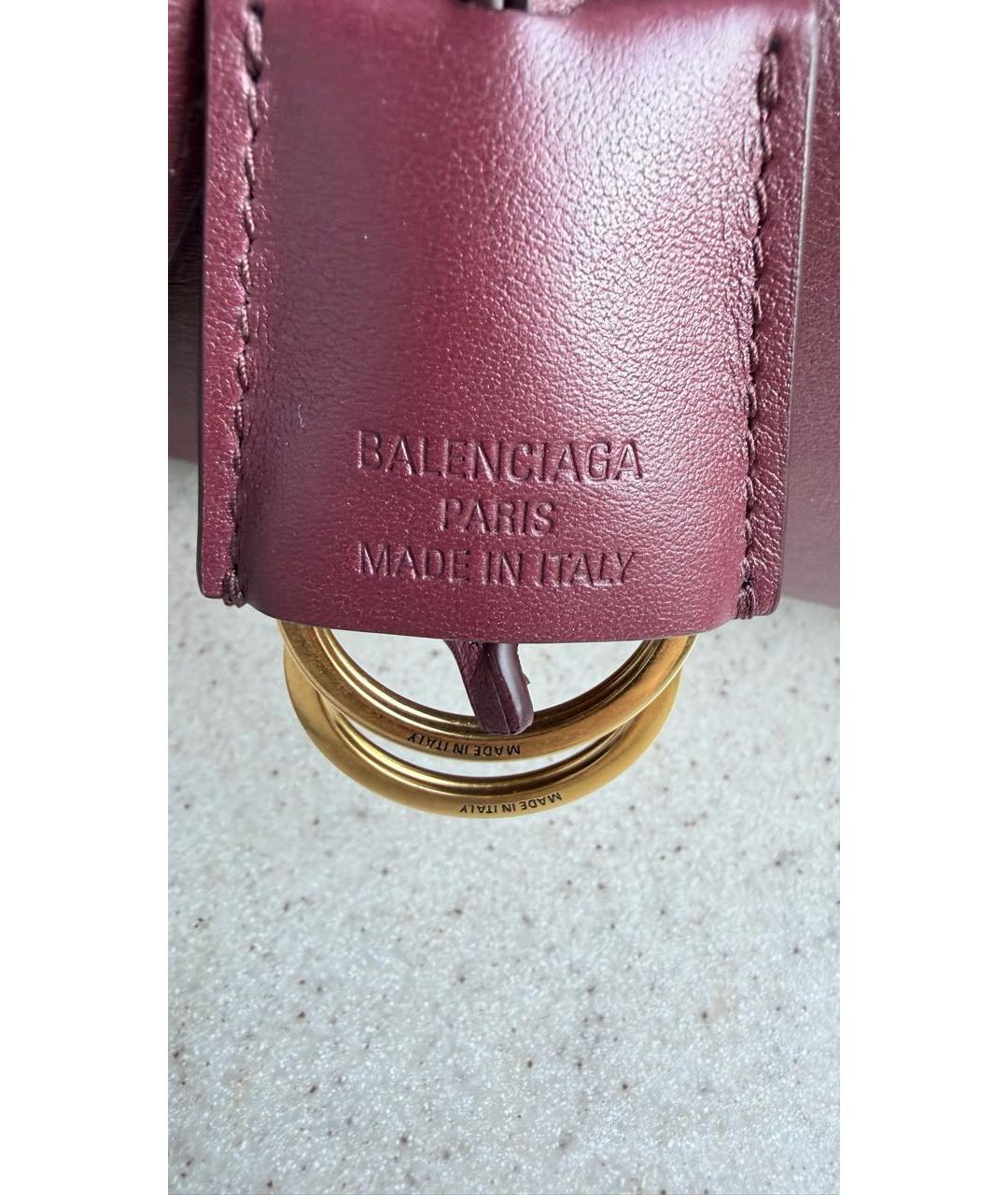 BALENCIAGA Бордовая кожаная сумка тоут, фото 7