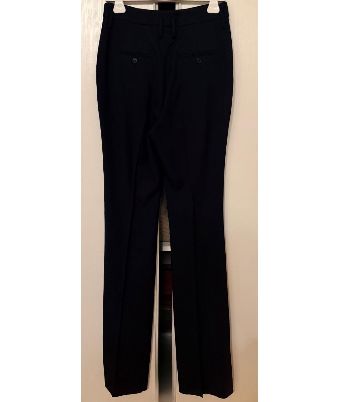 SAINT LAURENT Черные шерстяные прямые брюки, фото 3