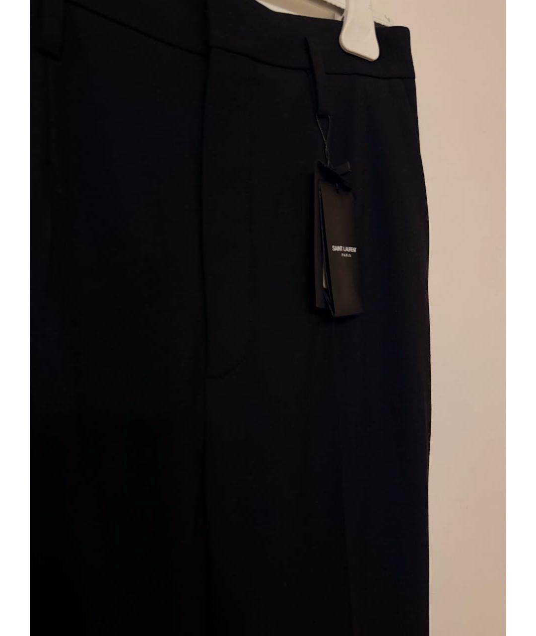 SAINT LAURENT Черные шерстяные прямые брюки, фото 6
