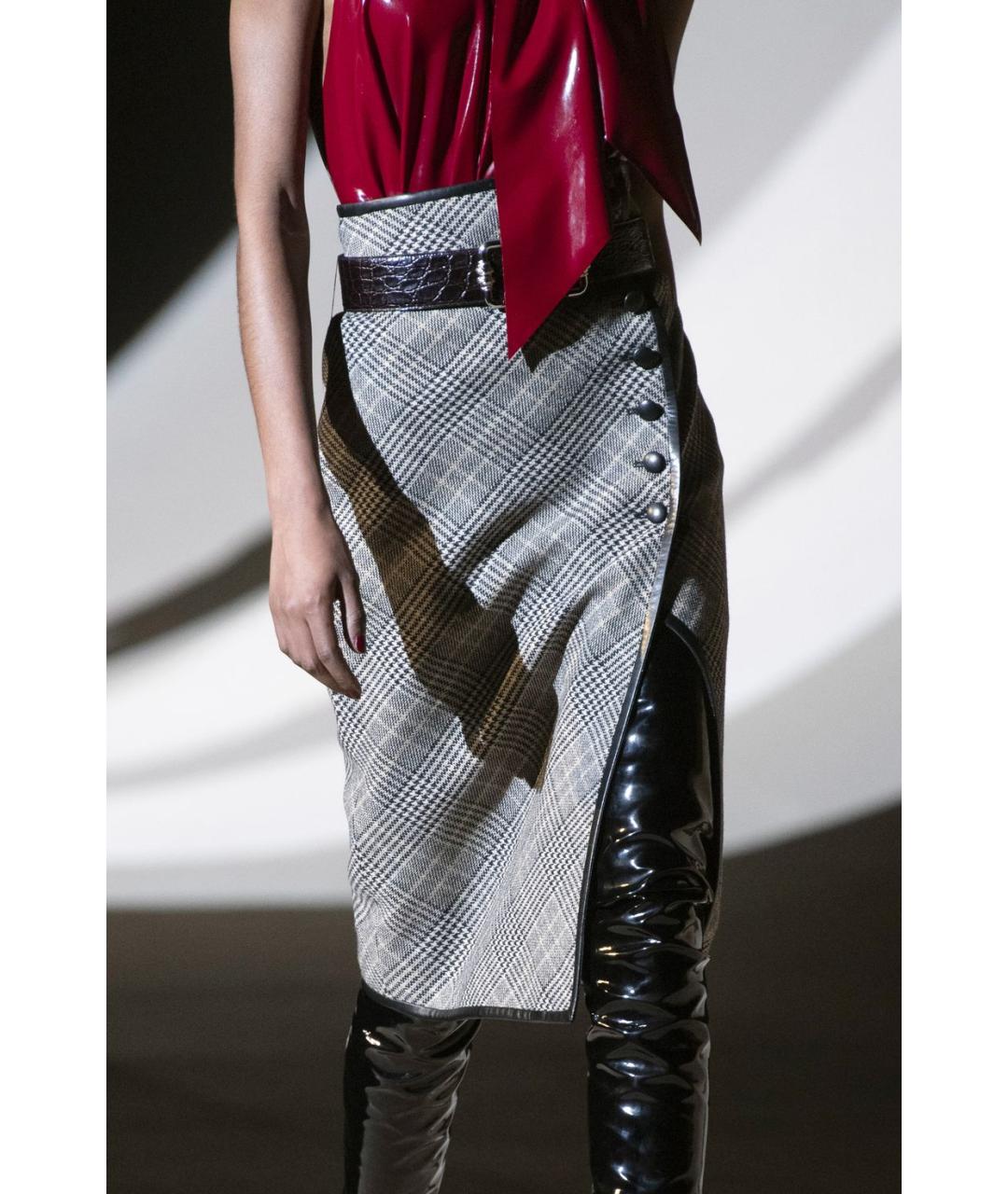 SAINT LAURENT Мульти шерстяная юбка миди, фото 3
