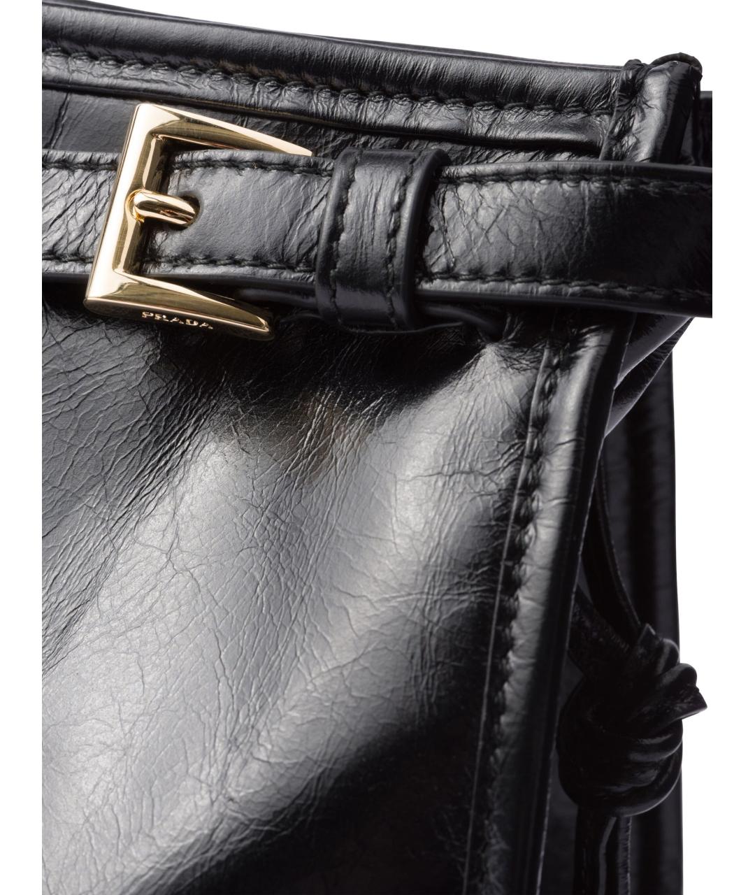 PRADA Черная кожаная сумка тоут, фото 5
