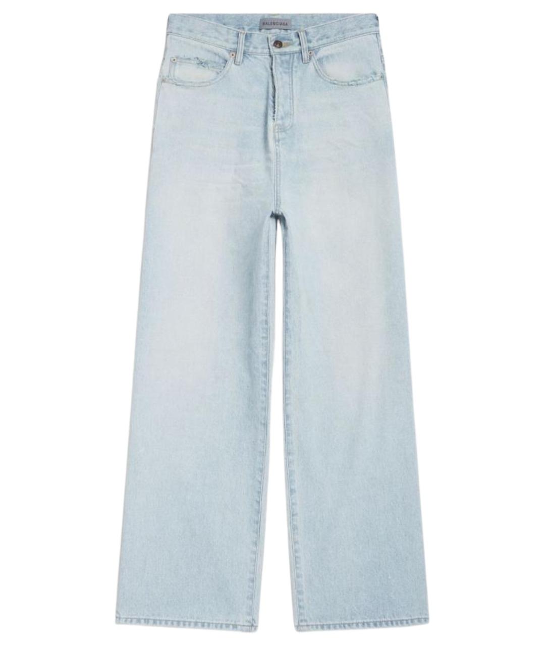 BALENCIAGA Голубые хлопковые прямые джинсы, фото 1