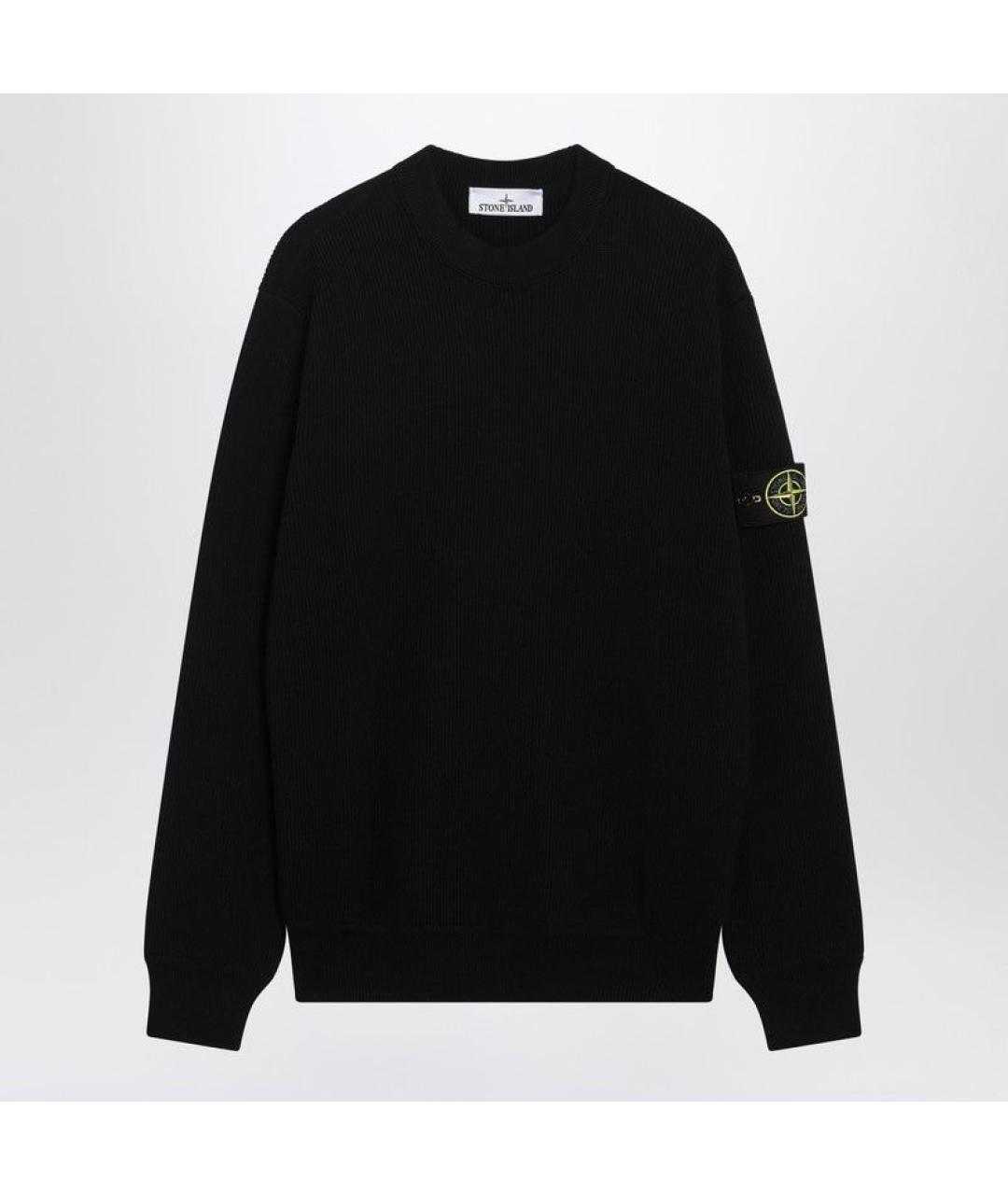 STONE ISLAND Черный хлопковый джемпер / свитер, фото 4