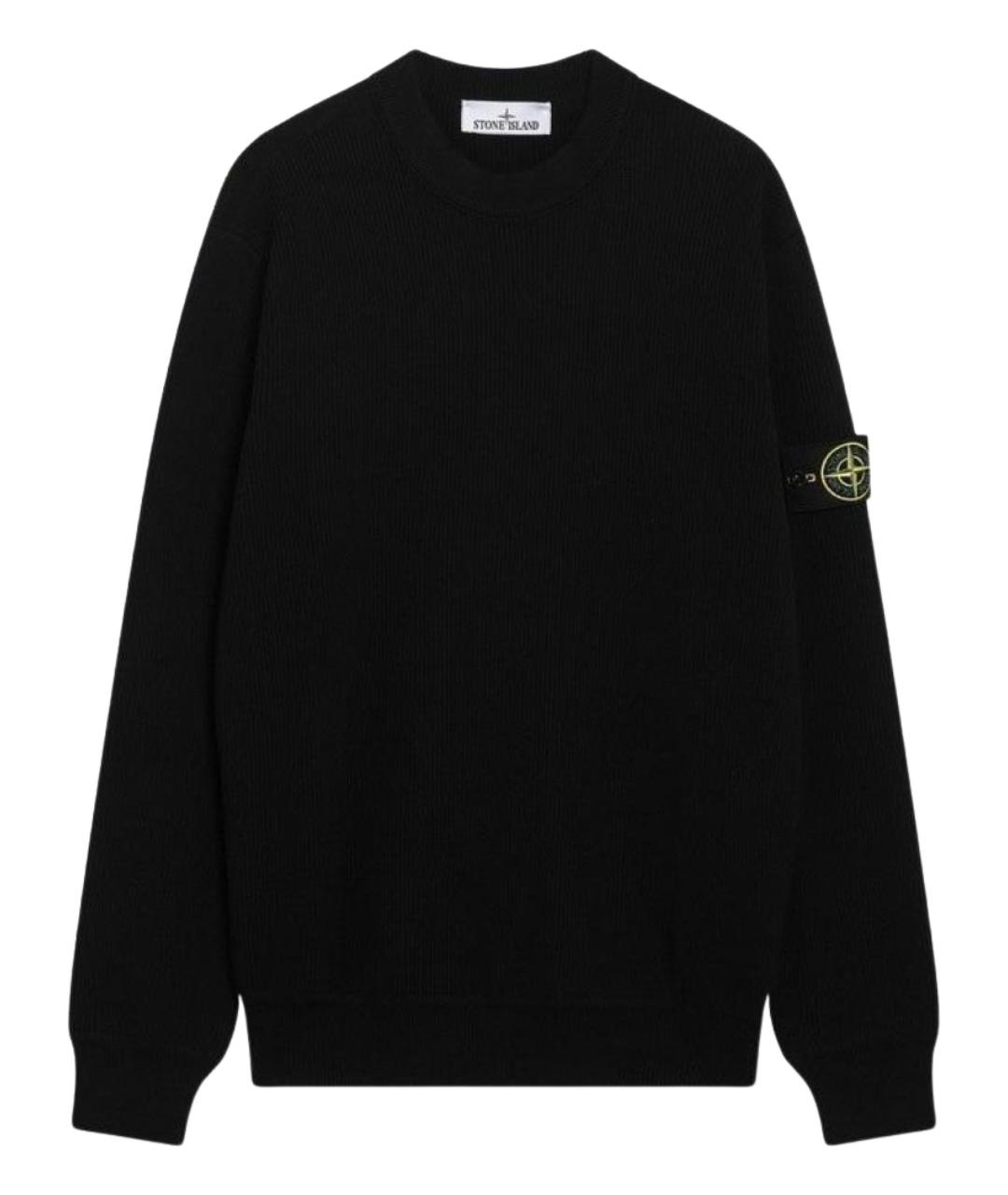 STONE ISLAND Черный хлопковый джемпер / свитер, фото 1