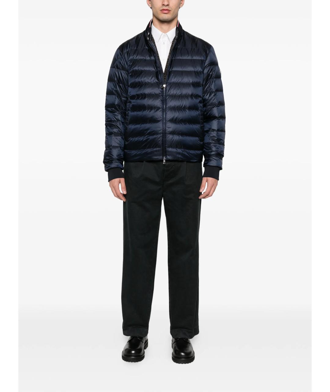 MONCLER Темно-синий полиэстеровый пуховик, фото 4
