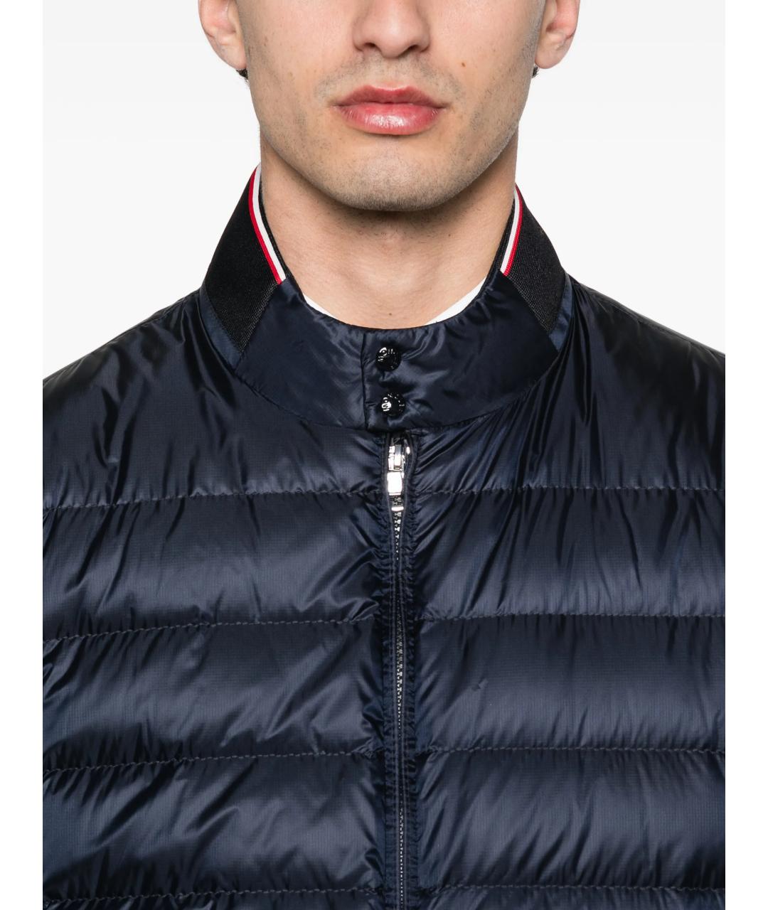 MONCLER Темно-синий полиэстеровый пуховик, фото 2