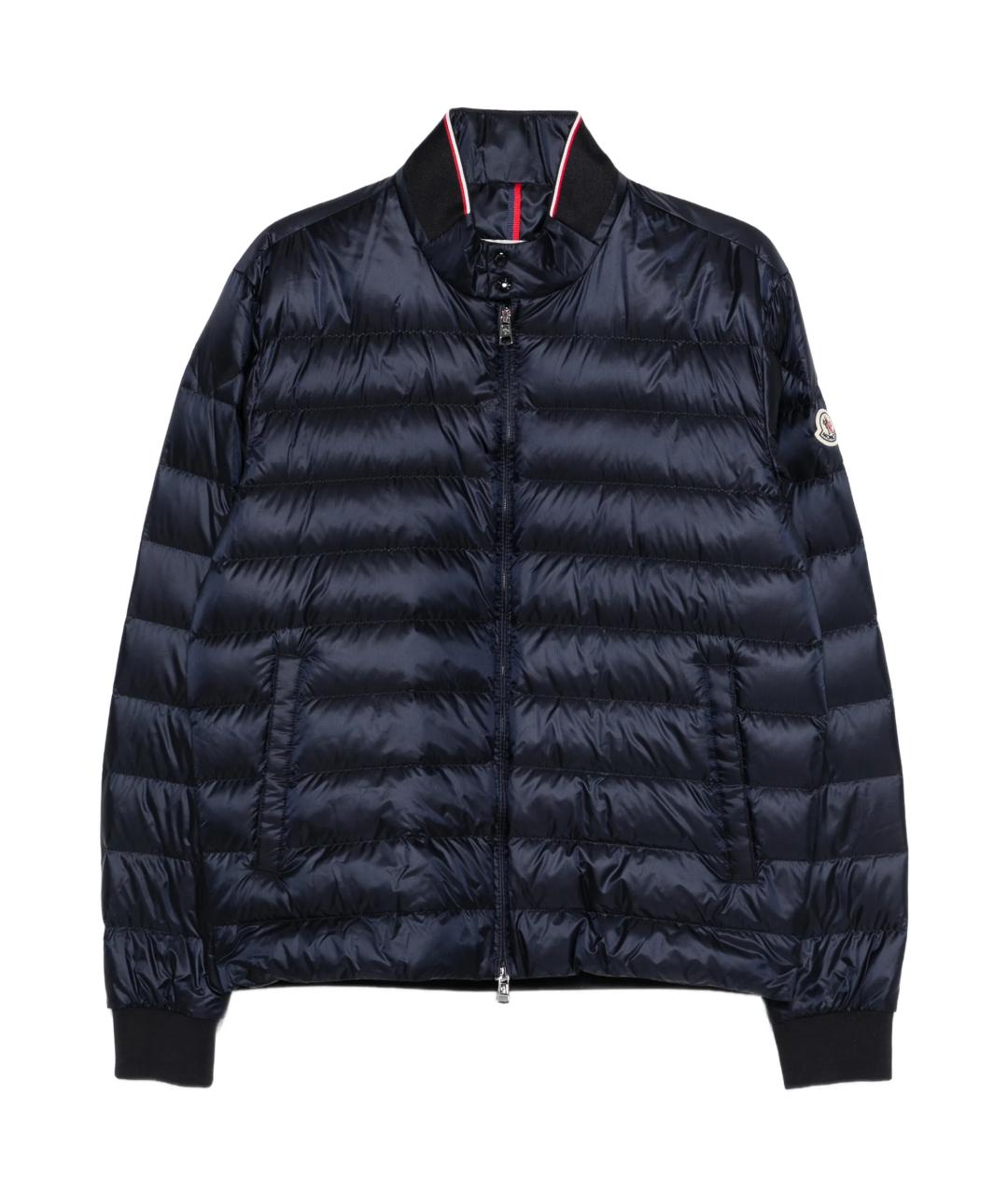 MONCLER Темно-синий полиэстеровый пуховик, фото 1