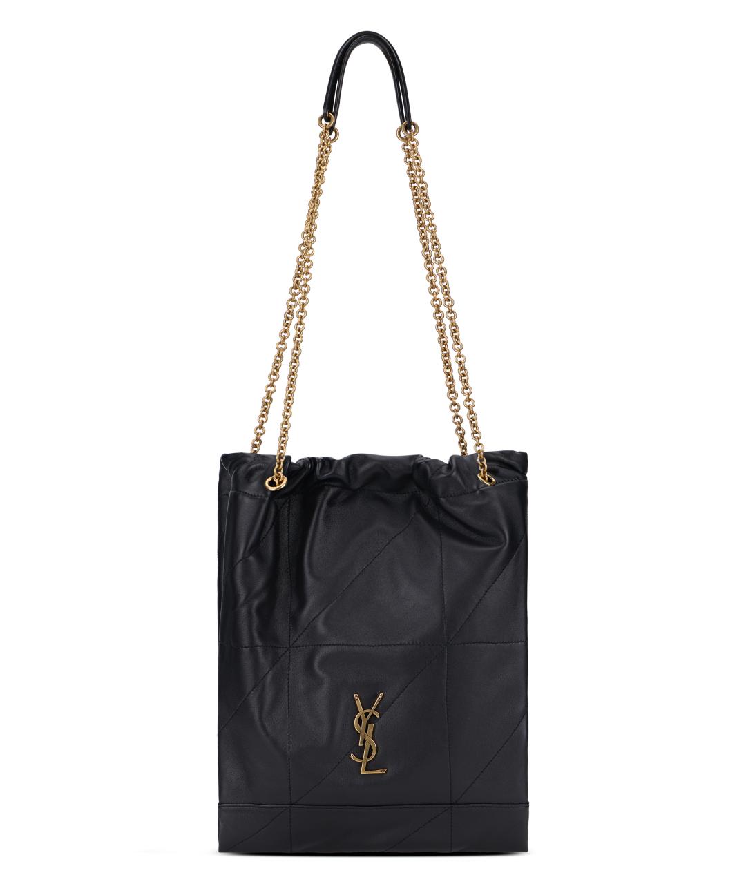 SAINT LAURENT Черная кожаная сумка тоут, фото 2