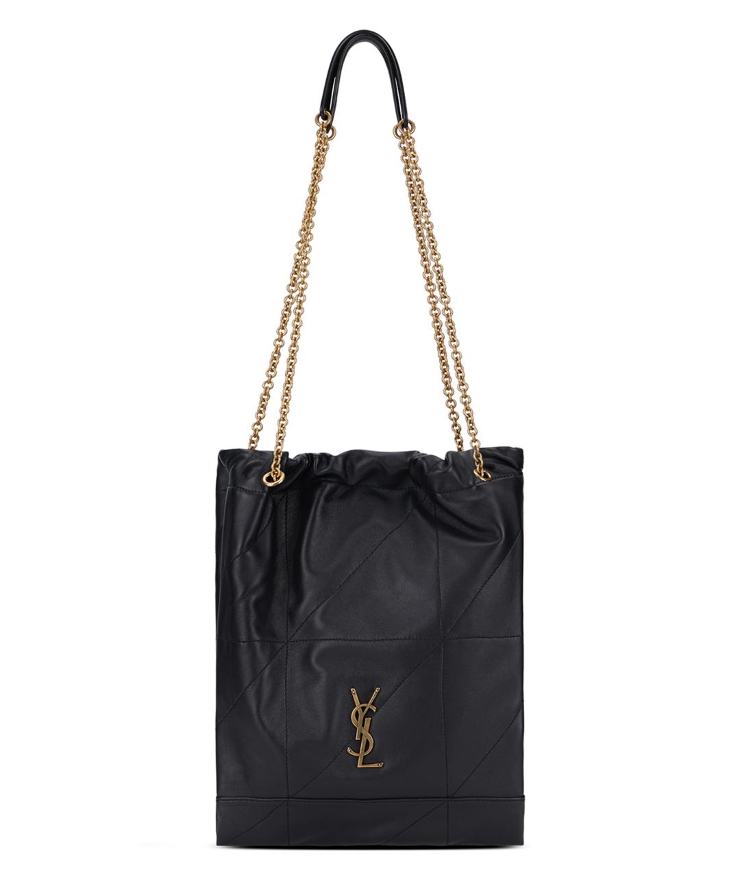 SAINT LAURENT Черная кожаная сумка тоут, фото 1