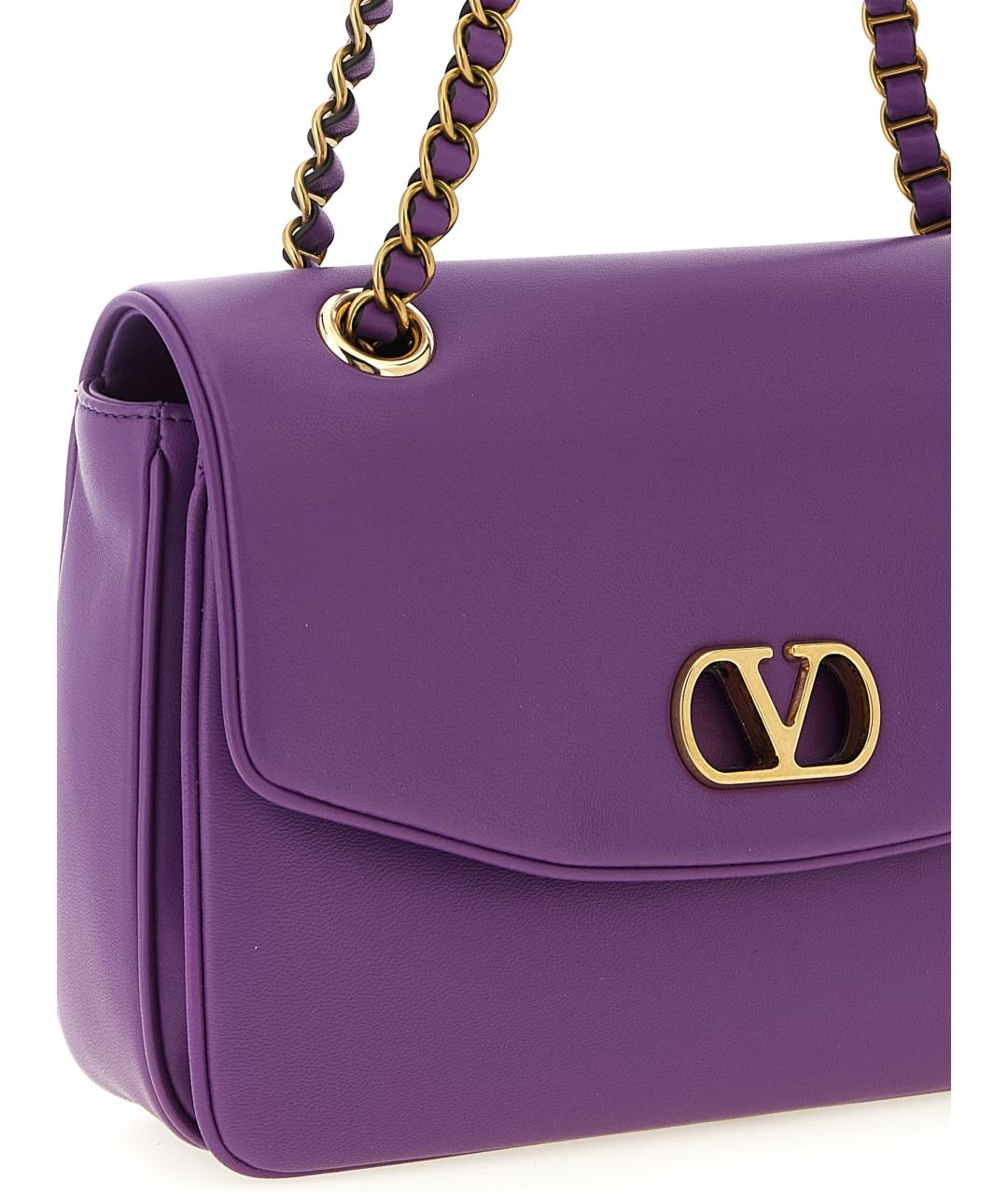 VALENTINO Фиолетовая кожаная сумка через плечо, фото 2