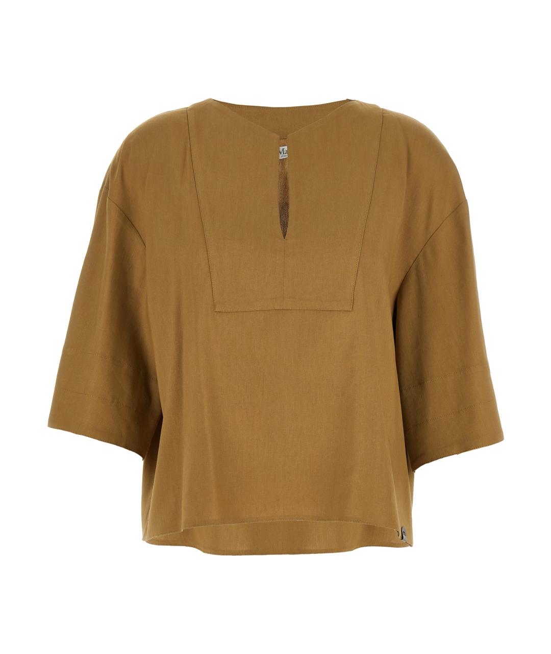 MAX MARA Бежевая льняная блузы, фото 1