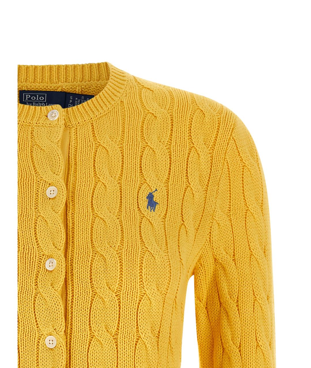 POLO RALPH LAUREN Желтый хлопковый кардиган, фото 3