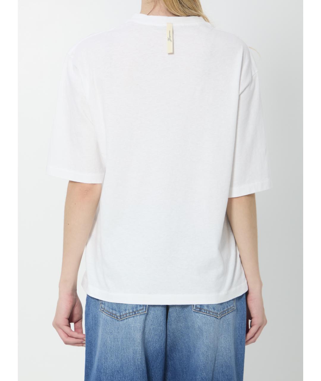 JACQUEMUS Белая хлопковая футболка, фото 4