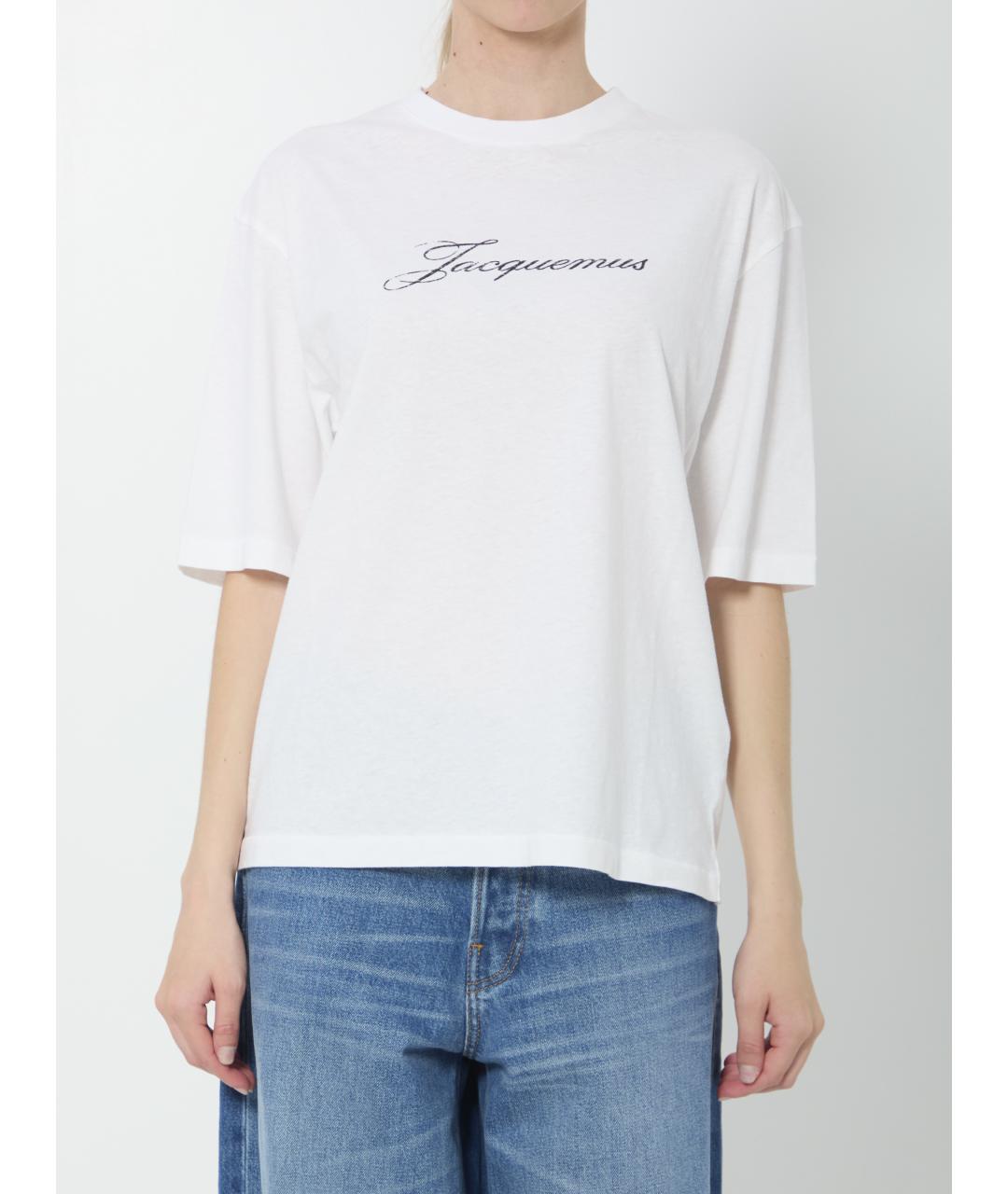 JACQUEMUS Белая хлопковая футболка, фото 5