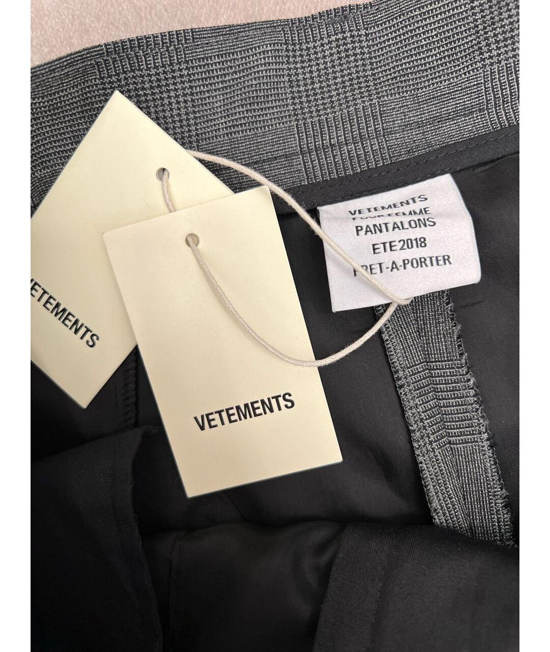 VETEMENTS Антрацитовые шерстяные прямые брюки, фото 5