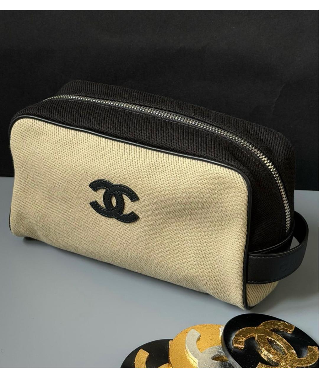 CHANEL Бежевая тканевая косметичка, фото 2