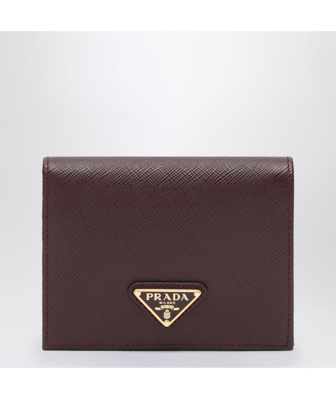 PRADA Бордовый кожаный кошелек, фото 5