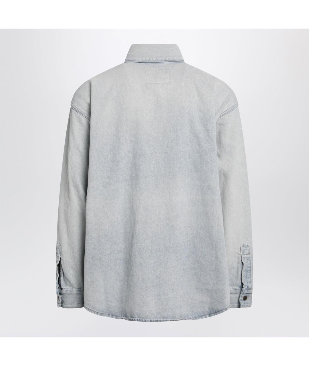 BALENCIAGA Голубая хлопковая кэжуал рубашка, фото 2