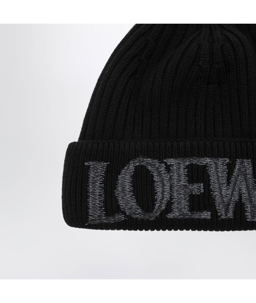 LOEWE Черная шерстяная шапка, фото 3
