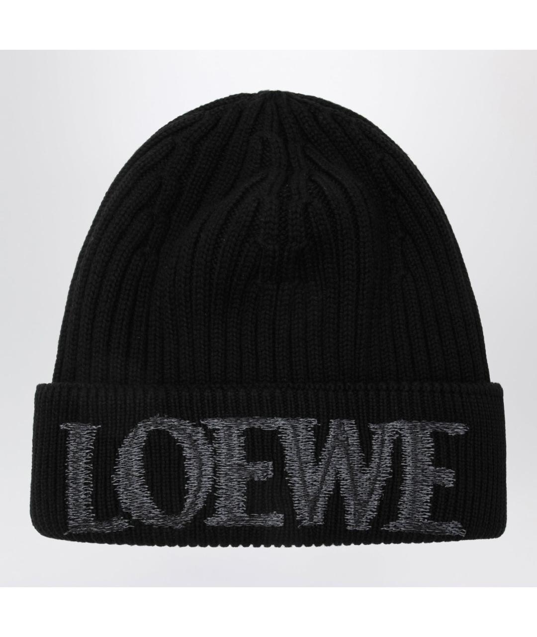 LOEWE Черная шерстяная шапка, фото 2