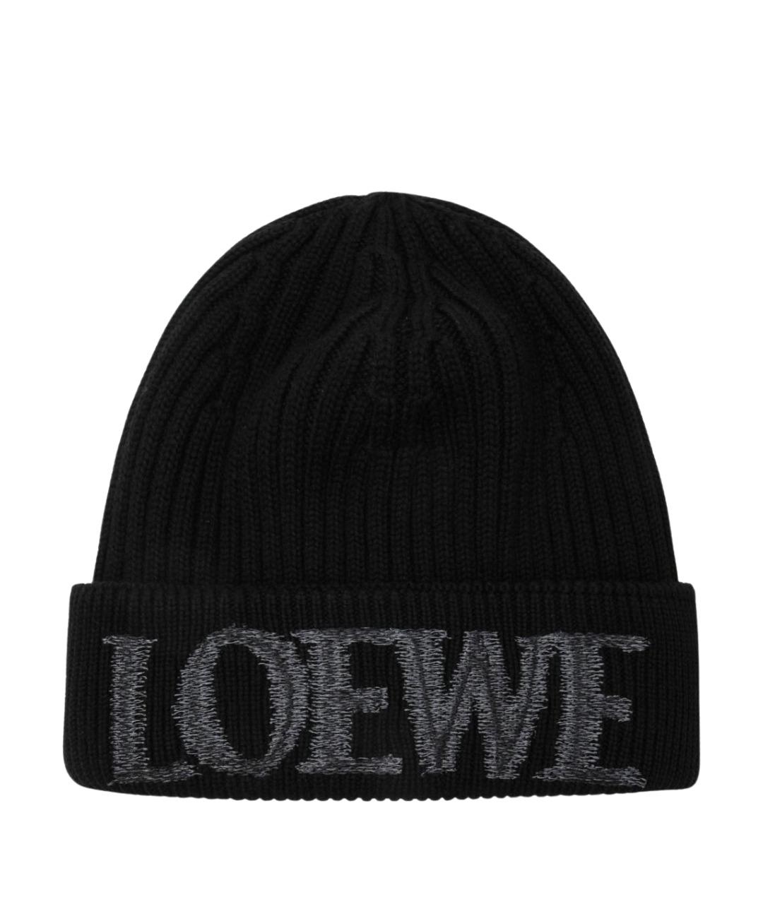 LOEWE Черная шерстяная шапка, фото 1