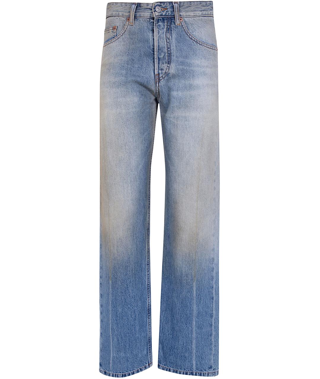 MM6 MAISON MARGIELA Голубые хлопковые прямые джинсы, фото 1