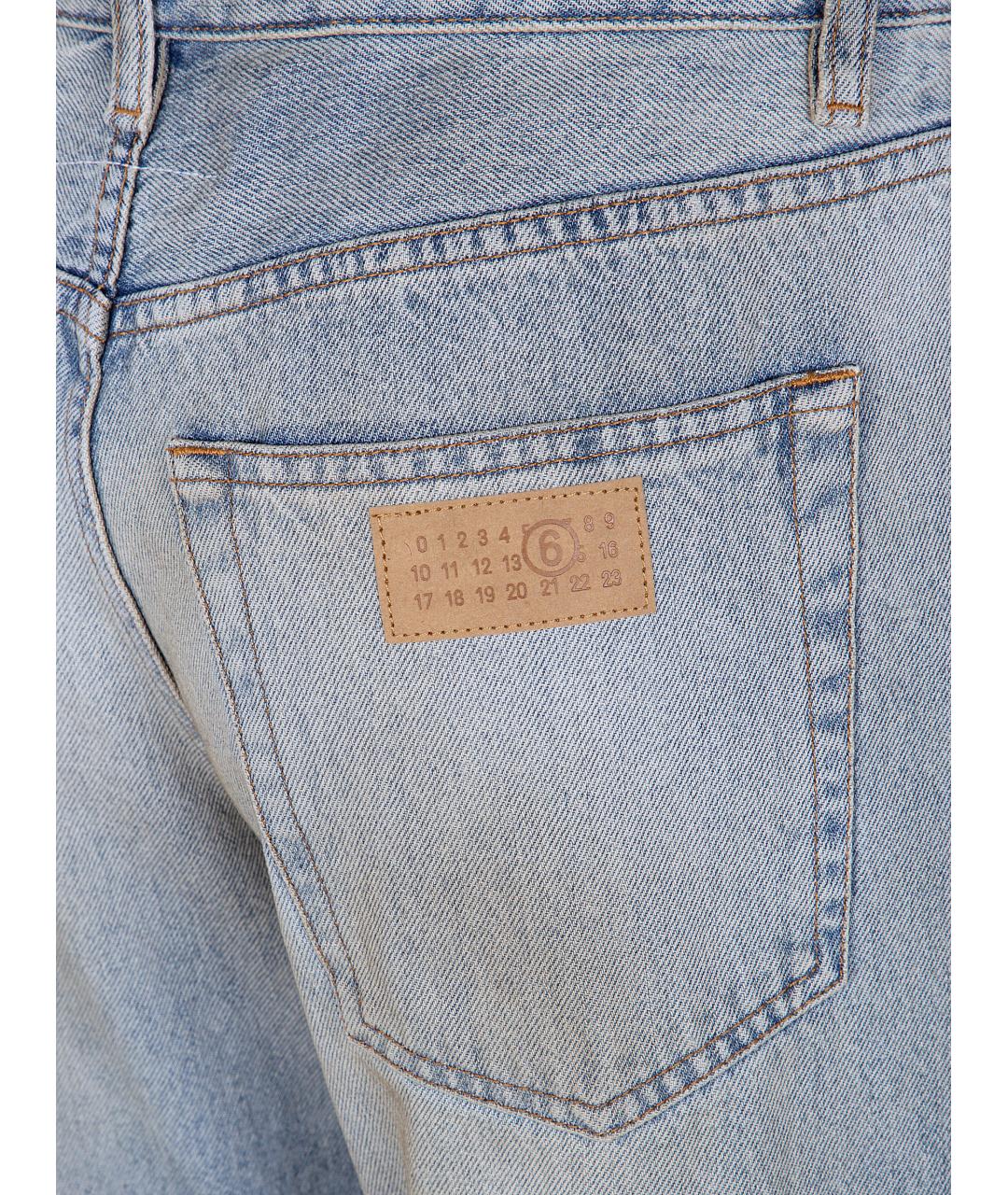 MM6 MAISON MARGIELA Голубые хлопковые прямые джинсы, фото 3