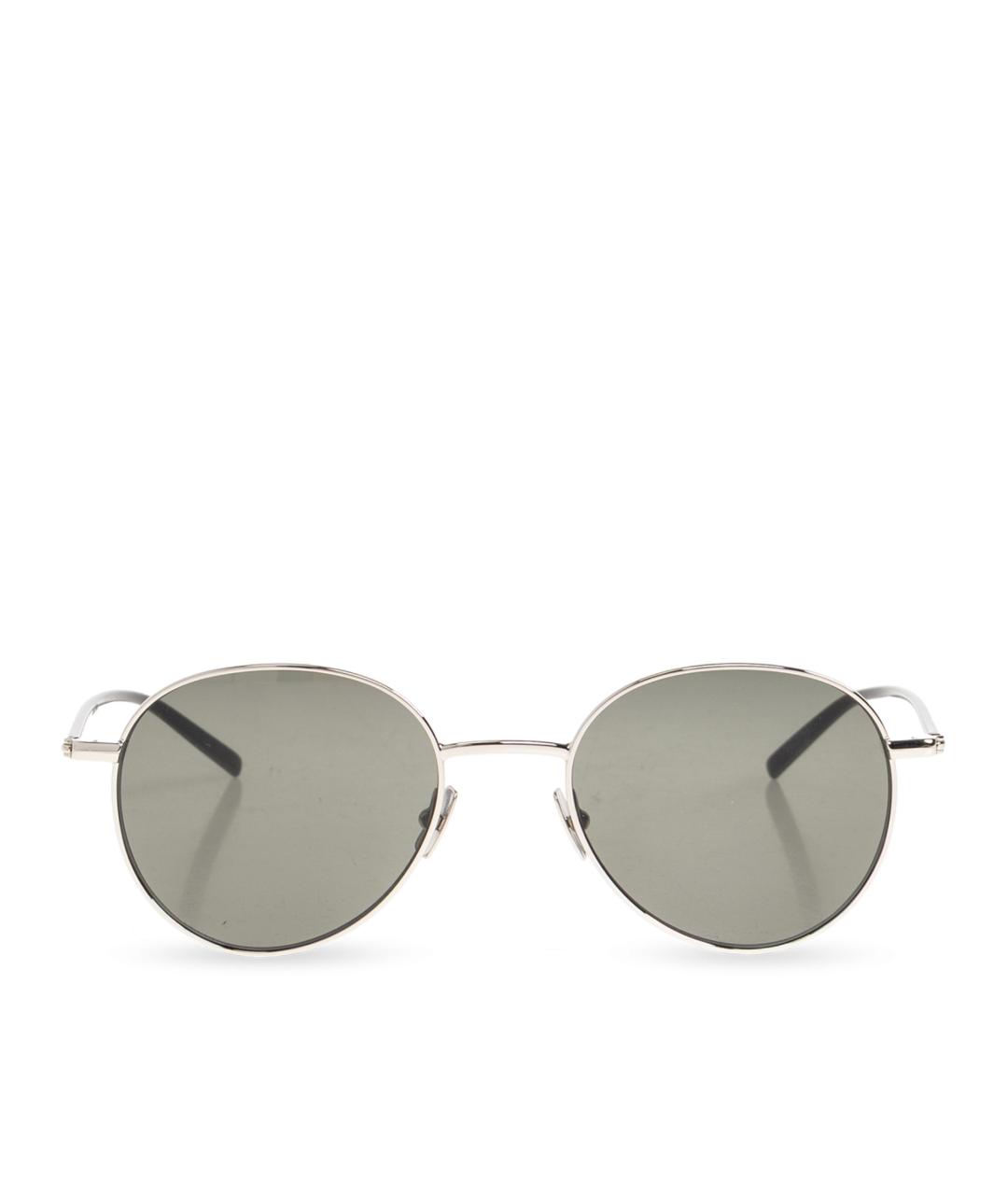 SAINT LAURENT Серые металлические солнцезащитные очки, фото 2