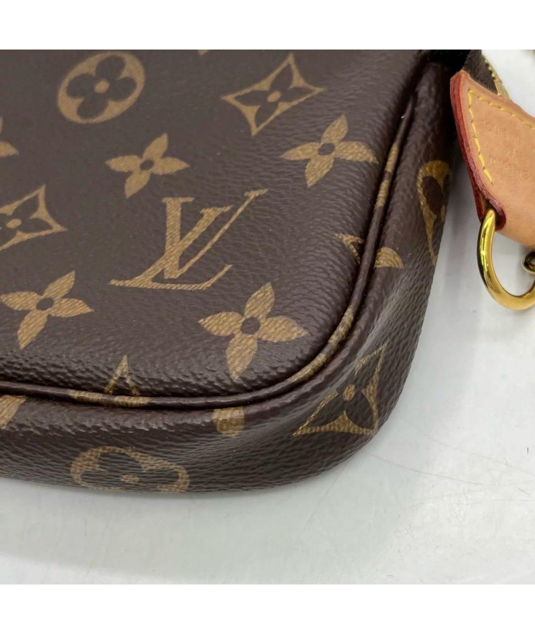 LOUIS VUITTON Коричневая кожаная сумка через плечо, фото 8