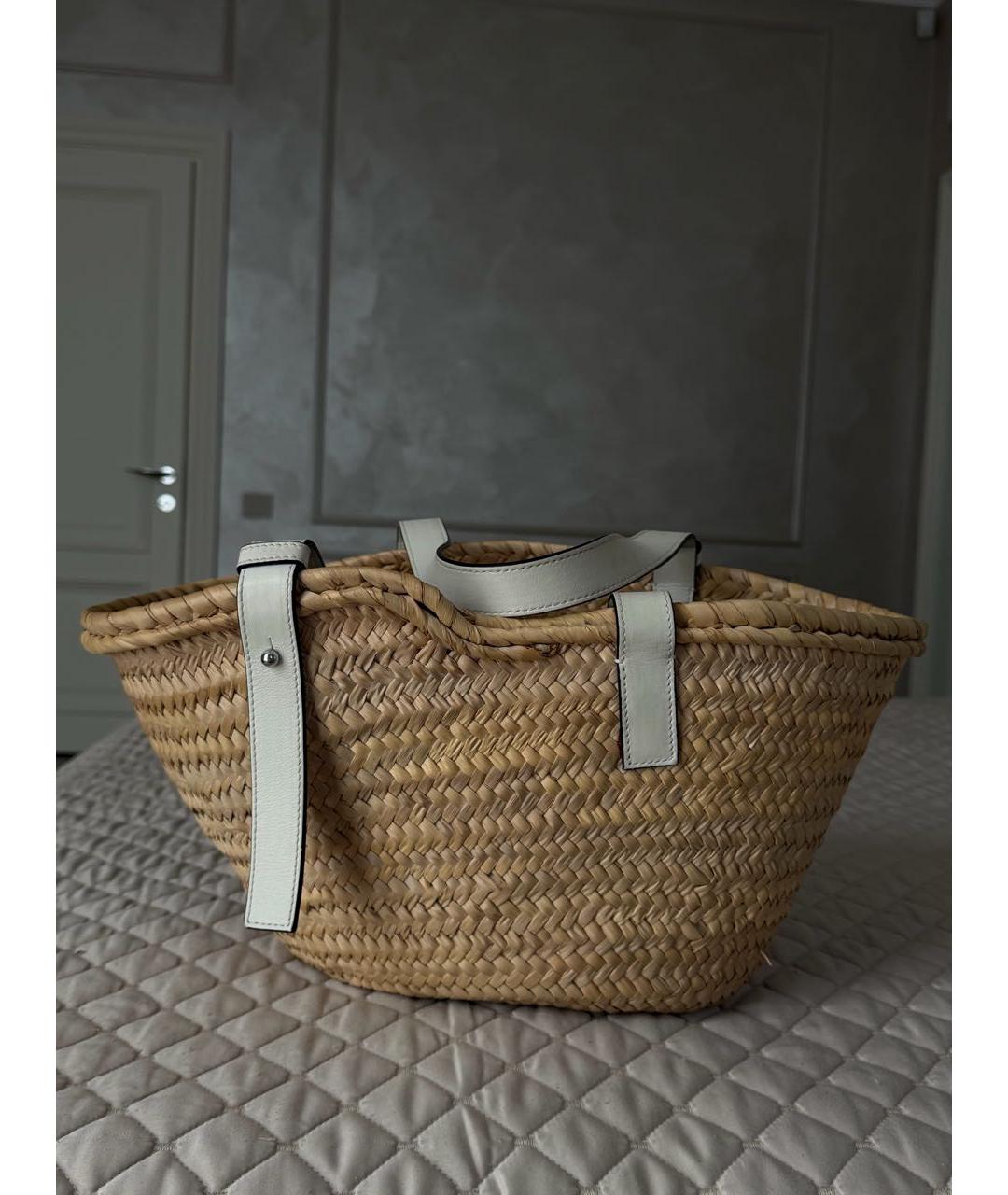 LOEWE Белая пелетеная пляжная сумка, фото 2