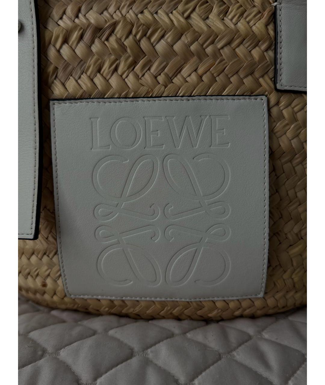 LOEWE Белая пелетеная пляжная сумка, фото 4