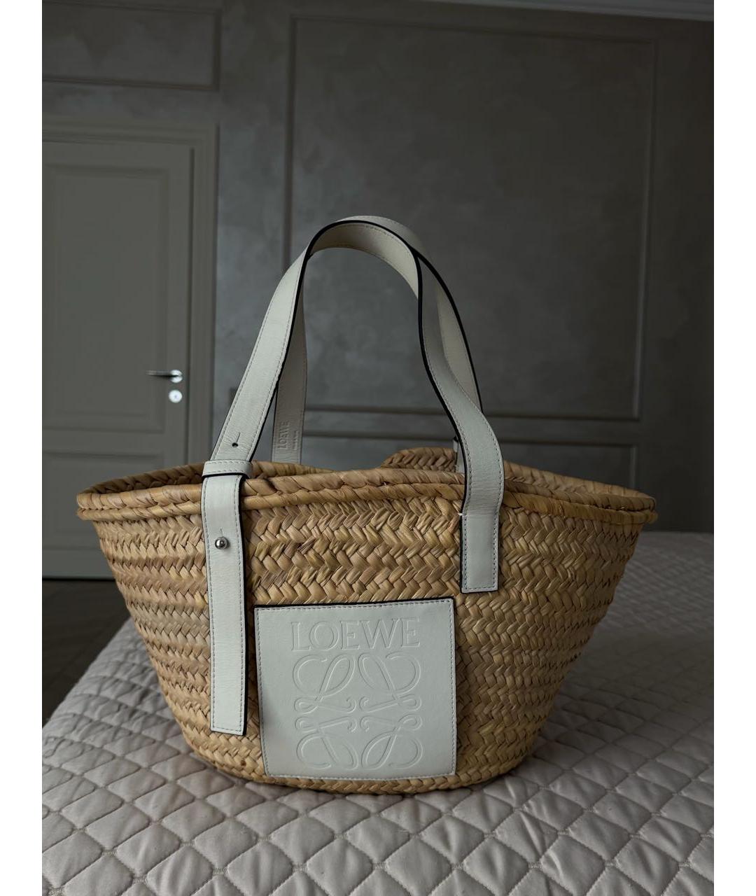 LOEWE Белая пелетеная пляжная сумка, фото 9
