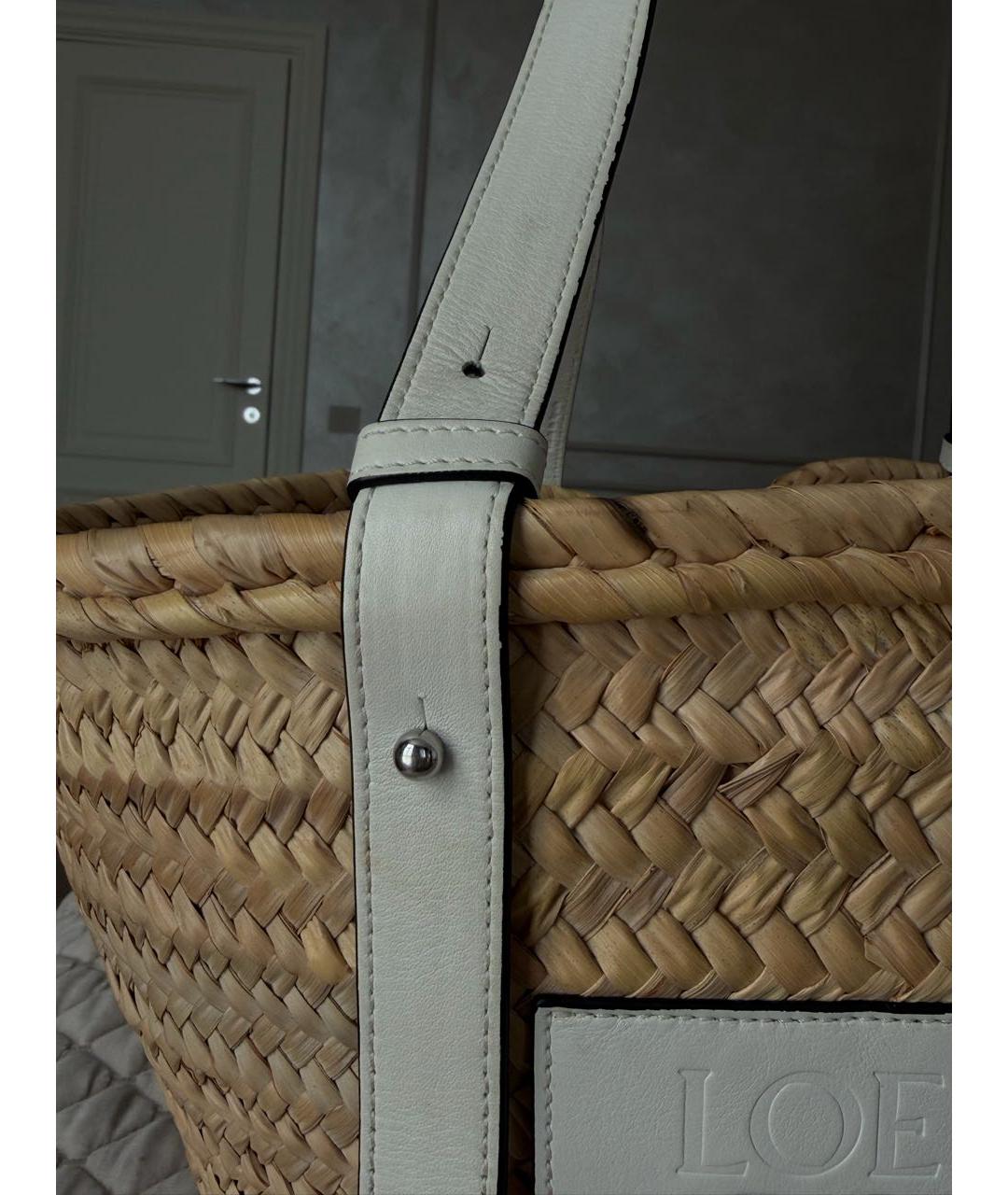 LOEWE Белая пелетеная пляжная сумка, фото 5