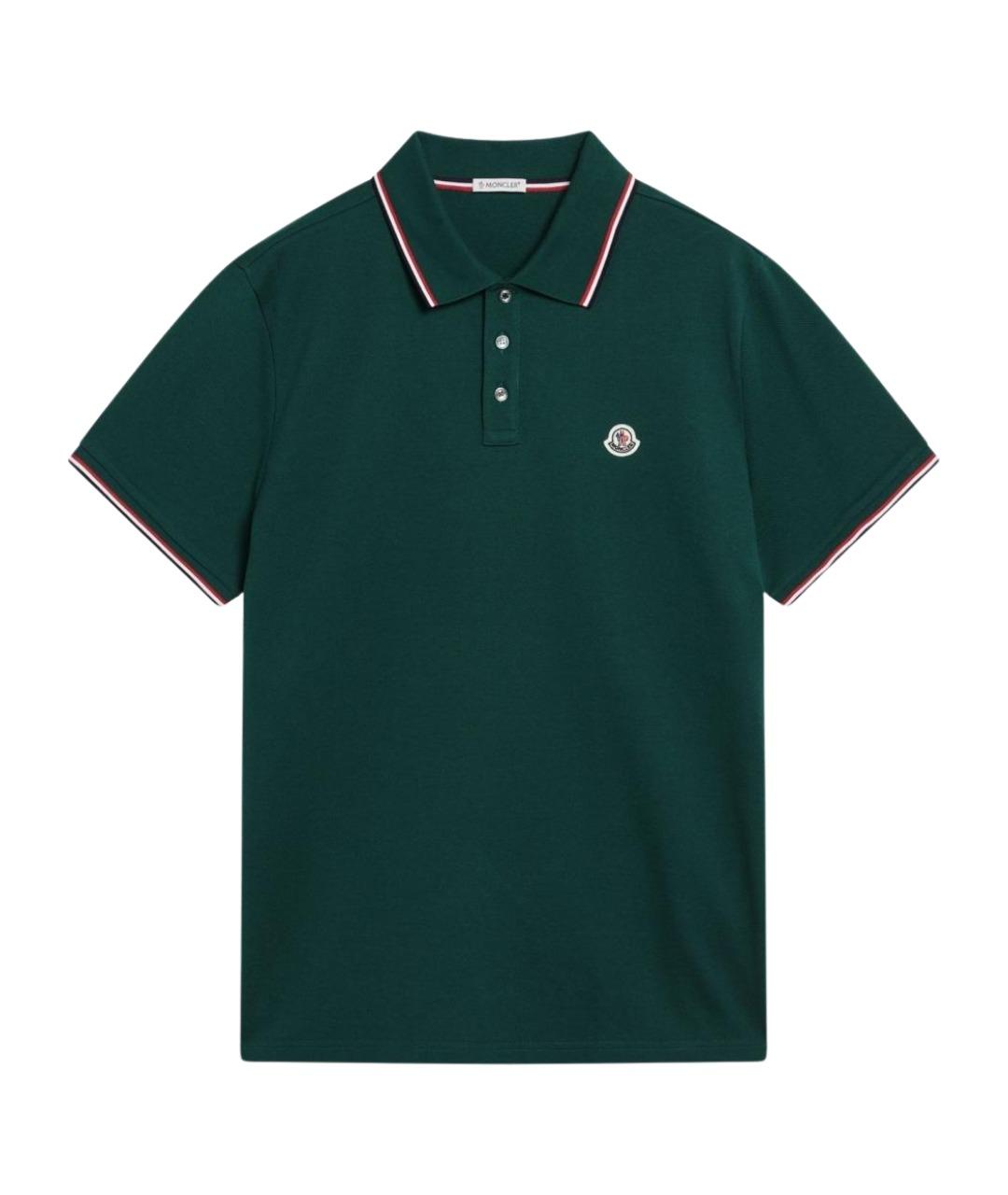 MONCLER Зеленые хлопковое поло с коротким рукавом, фото 1