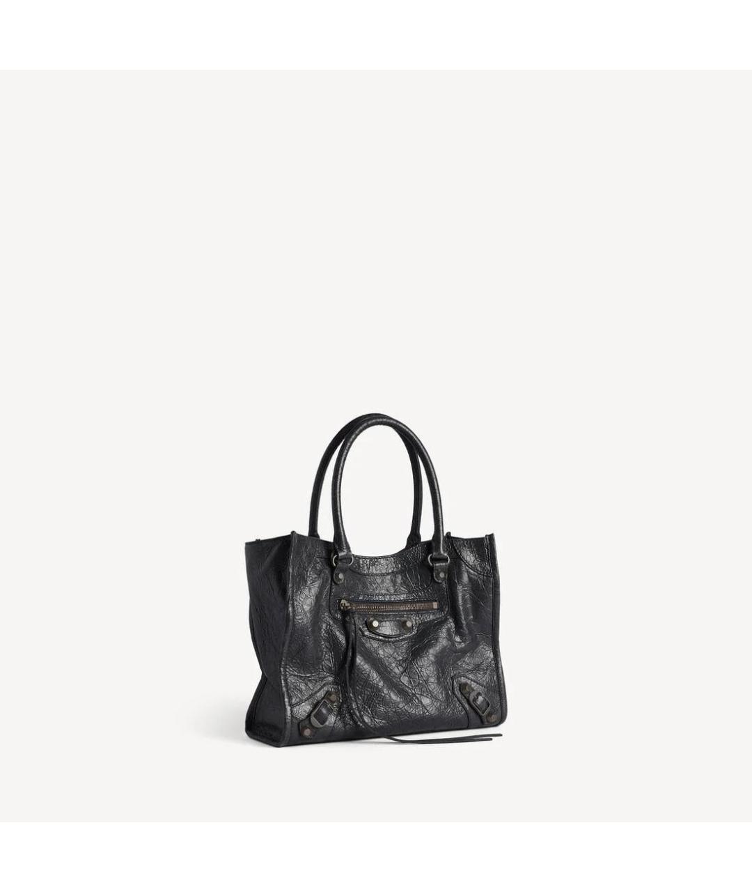 BALENCIAGA Черная кожаная сумка тоут, фото 2