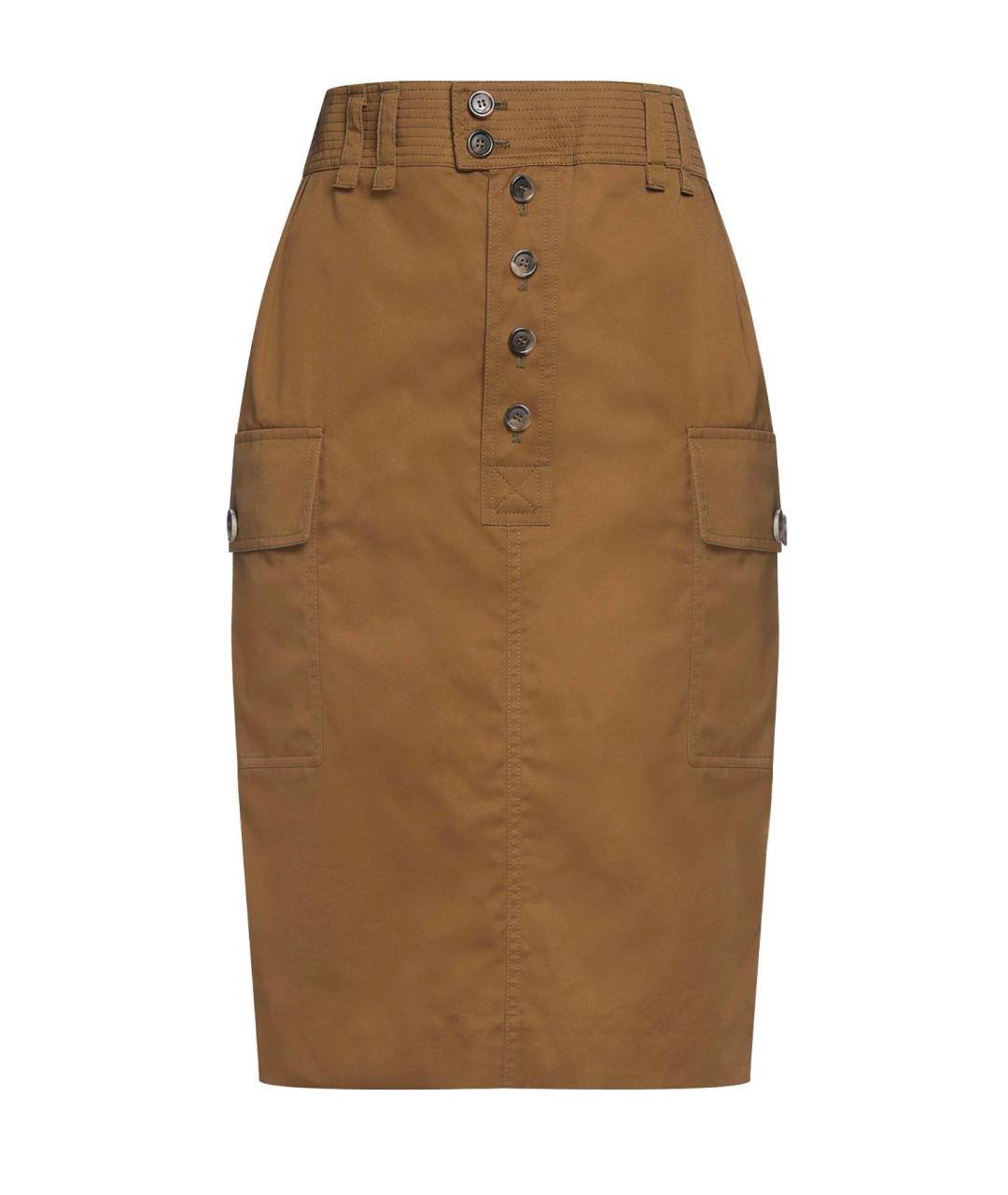 SAINT LAURENT Хаки хлопковая юбка миди, фото 10