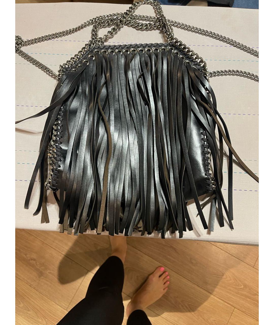 STELLA MCCARTNEY Черная кожаная сумка с короткими ручками, фото 4