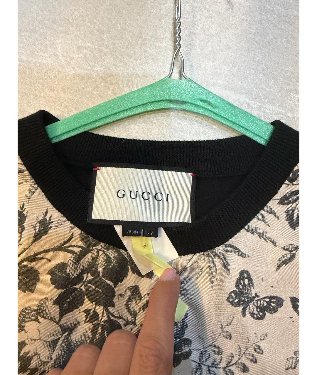 GUCCI Бежевая шелковая футболка, фото 3