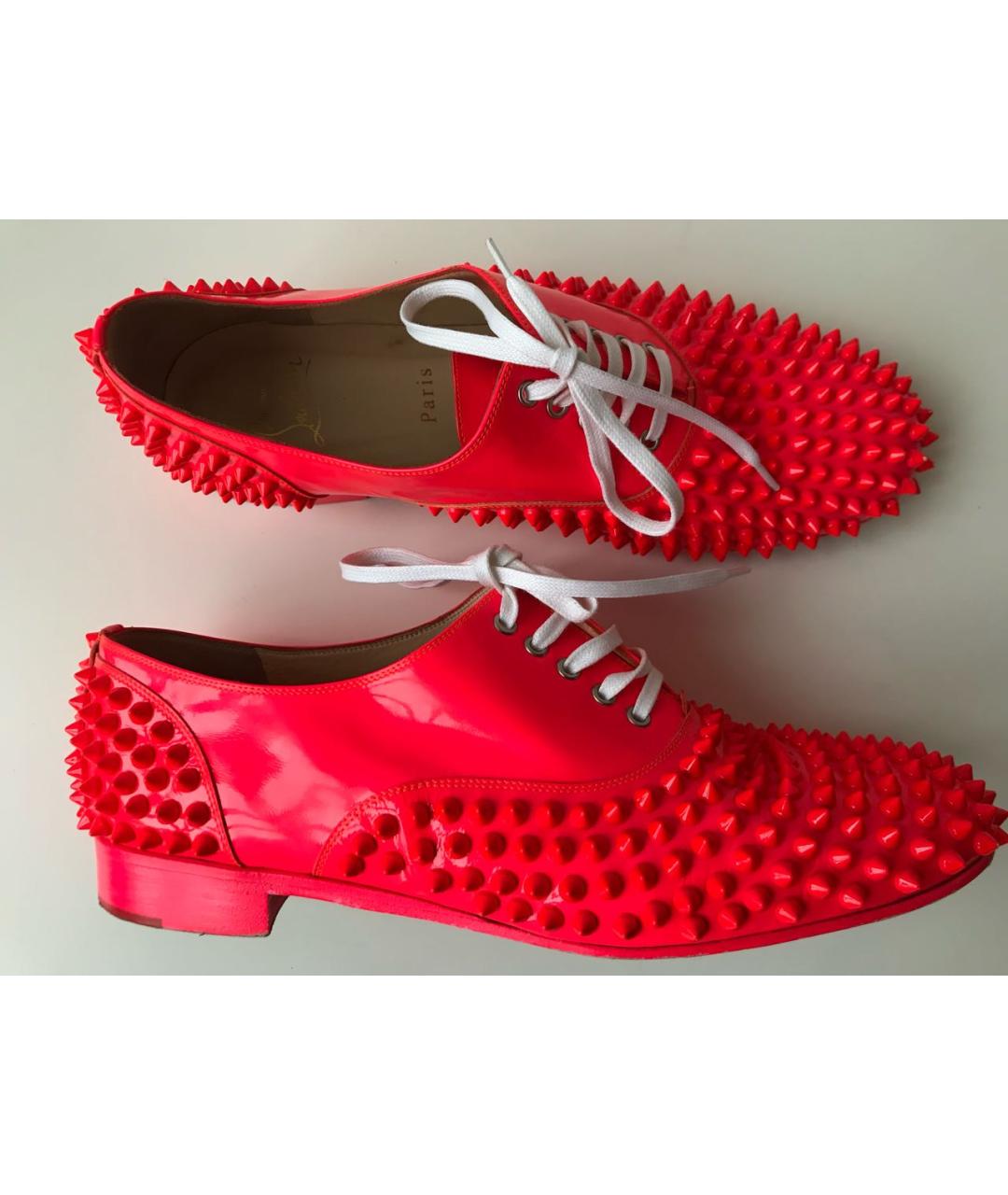 CHRISTIAN LOUBOUTIN Коралловые брогги и оксфорды из лакированной кожи, фото 6
