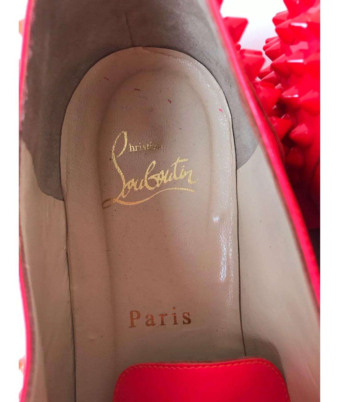 CHRISTIAN LOUBOUTIN Коралловые брогги и оксфорды из лакированной кожи, фото 5
