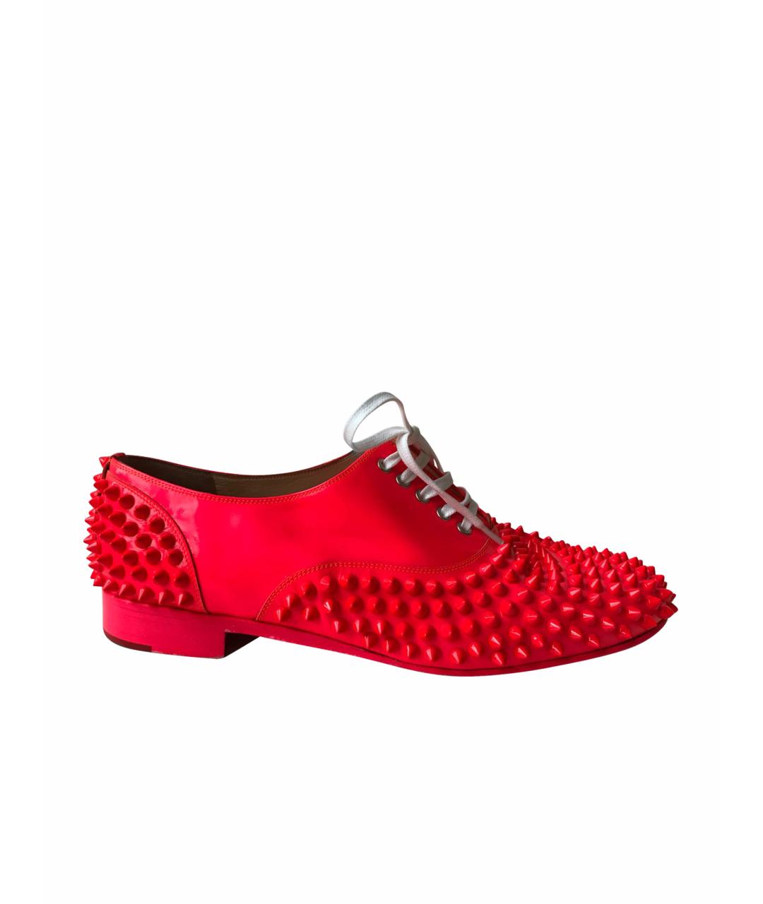 CHRISTIAN LOUBOUTIN Коралловые брогги и оксфорды из лакированной кожи, фото 1