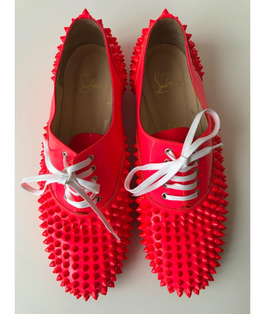 CHRISTIAN LOUBOUTIN Коралловые брогги и оксфорды из лакированной кожи, фото 4