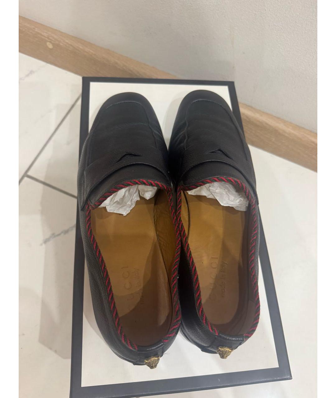 GUCCI Темно-синие кожаные мокасины, фото 3
