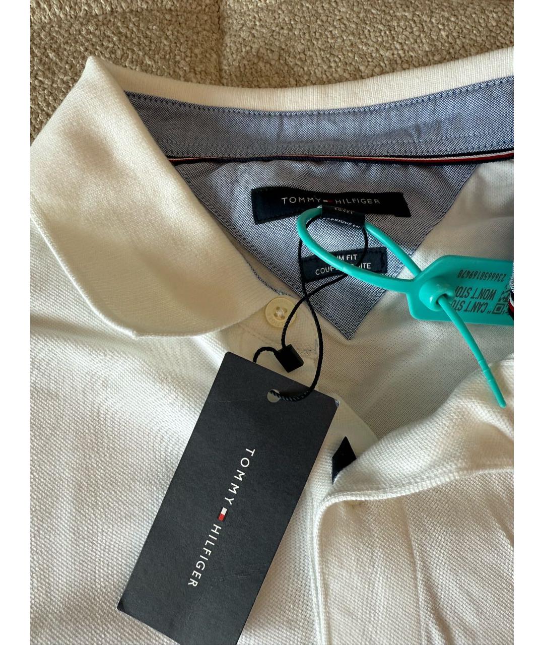 TOMMY HILFIGER Белое хлопковое поло с коротким рукавом, фото 3