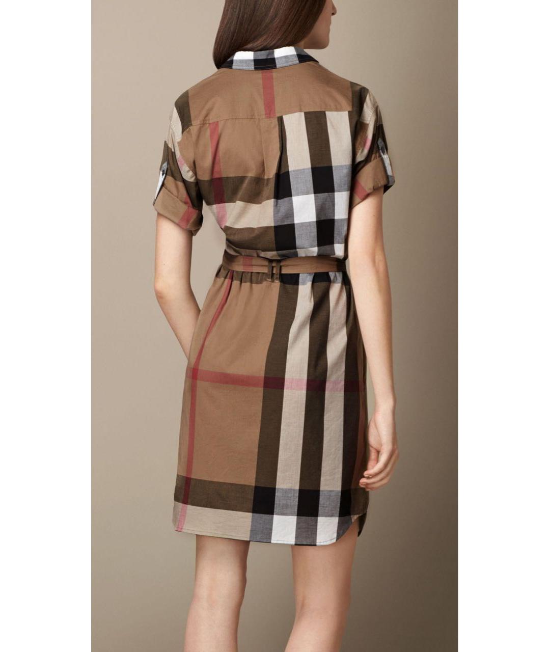 BURBERRY Бежевое хлопковое повседневное платье, фото 7