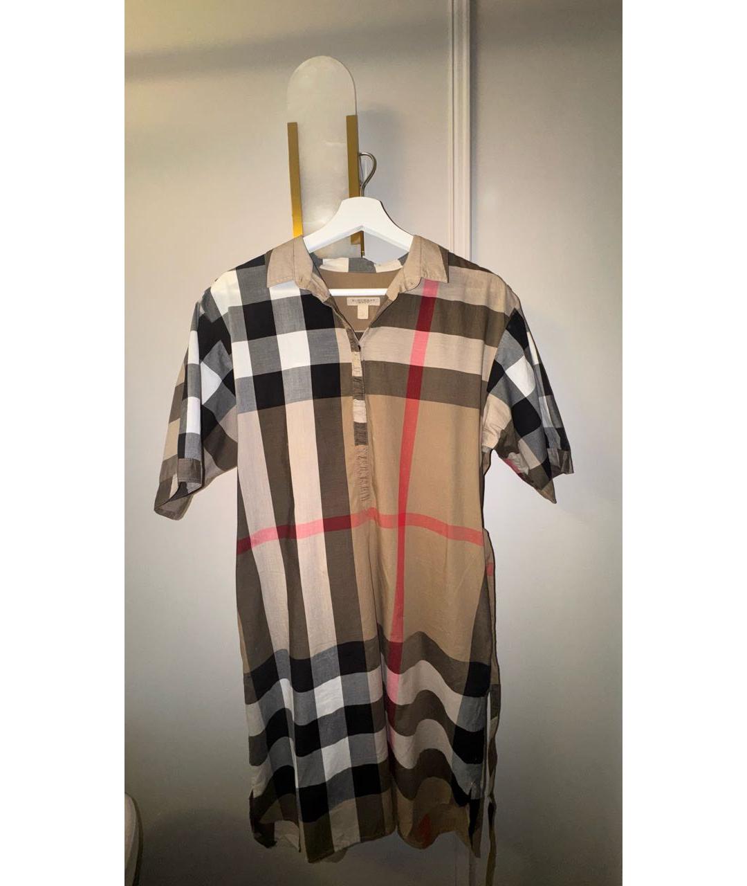 BURBERRY Бежевое хлопковое повседневное платье, фото 5