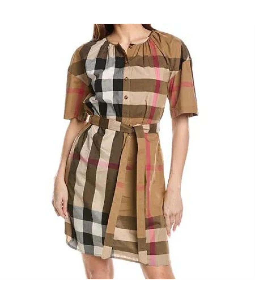 BURBERRY Бежевое хлопковое повседневное платье, фото 6