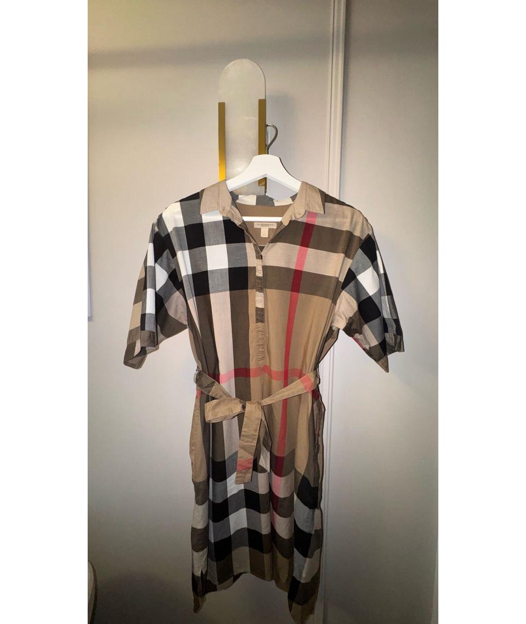 BURBERRY Бежевое хлопковое повседневное платье, фото 8